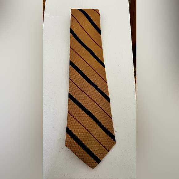 Lauren Ralph Lauren Tie - gold with navy and red stripes - Picture 1 of 4